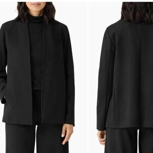 Eileen Fisher High Collar Open Jacket-Black Size XS